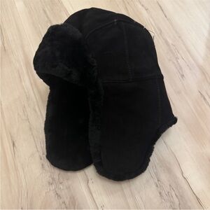 Ugg Black Shearling Aviator Hat